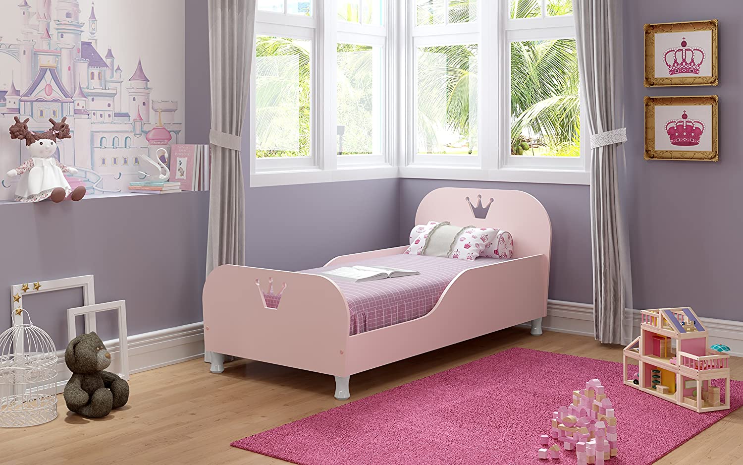 Mini Toddler Bed White With Glossy 150X70 PINK Toys 4 You