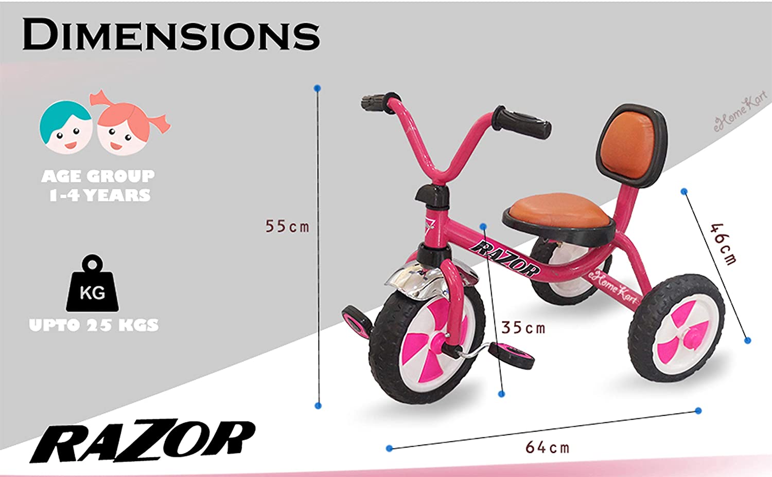 Razor Baby TriCycles with EVA Tyres and Leather Seat and Backrest